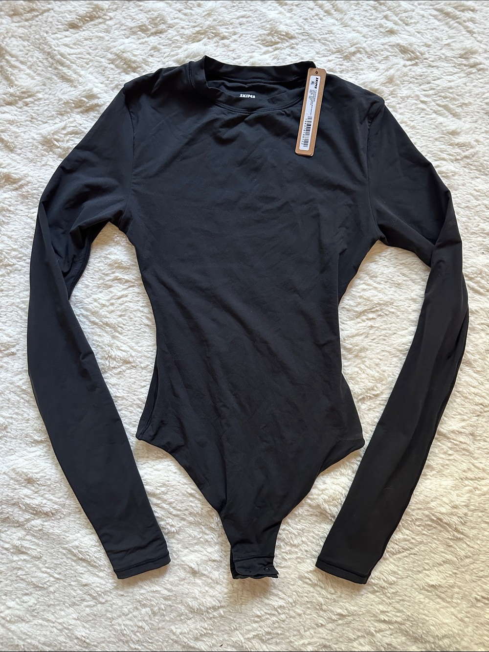 SKIMS Onyx Long Sleeve Crew Neck Bodysuit